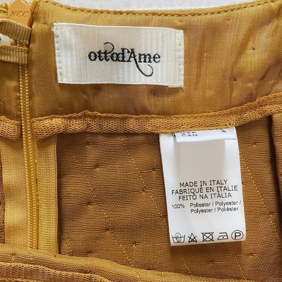 OTTOD'AME MADE IN ITALY GOLD SHIMMER SATIN PERFORATED MINI SKIRT - 6 - Picture 5 of 9